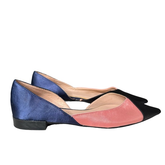 Zara Trafaluc Colorblock Satin Pointed Toe Flats Black Pink Blue Size 39 US 8 - Picture 3 of 14